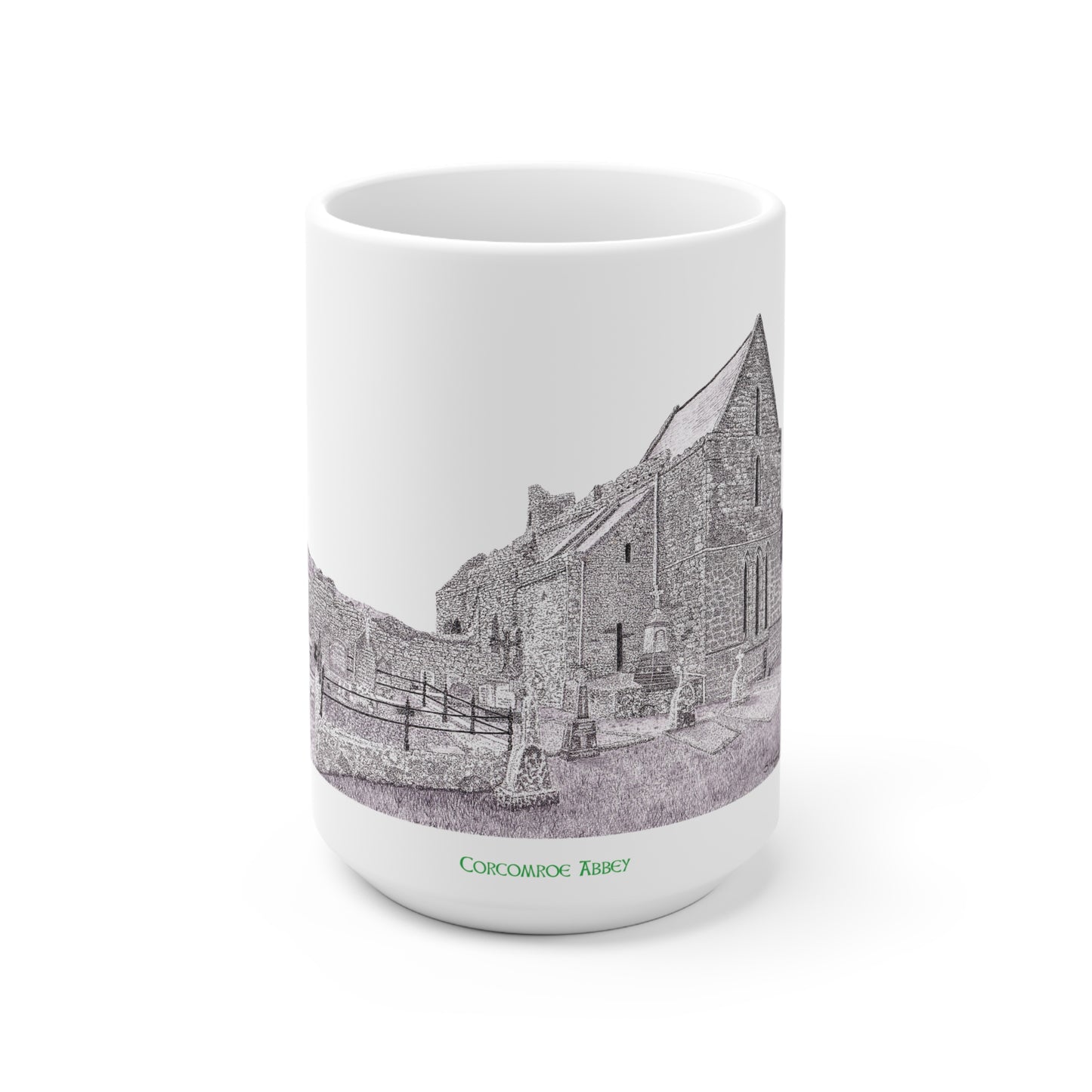 Gloss White Mug 15 oz. - Corcomroe Abbey