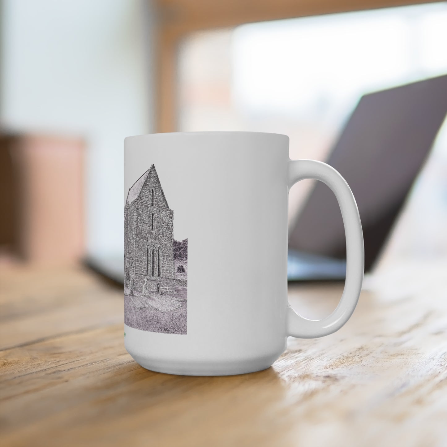 Gloss White Mug 15 oz. - Corcomroe Abbey